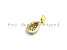 Load image into Gallery viewer, CZ Colorful Micro Pave Teardrop Pendant, Teardrop Shaped Pave Pendant, Gold plated, 7x13mm, Sku#F740
