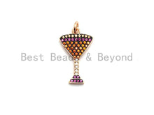 Load image into Gallery viewer, 14x23mm CZ Micro Pave Cocktail glass Charm/Pendant,CZ Paved Wine Glass Charm, Gold,Silver, Rose Gold,Gunmetal plated,sku#F745