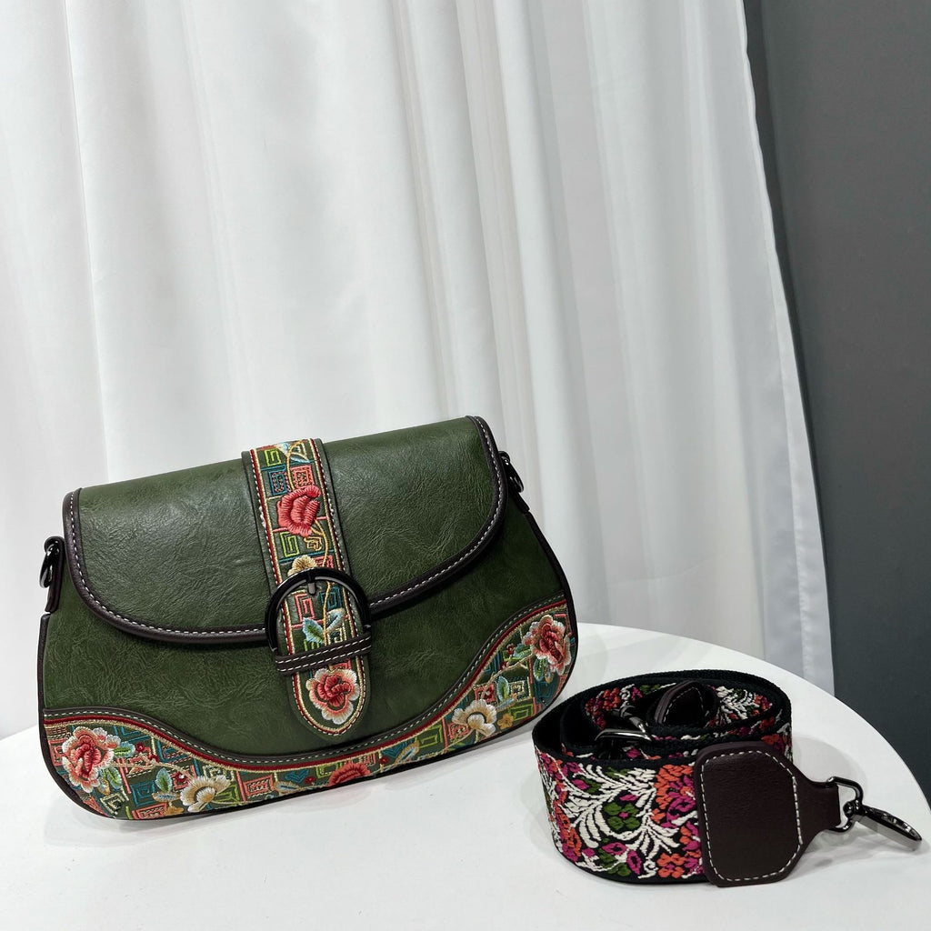 Retro Chinese Embroidered Crossbody Bag for Women - Handcrafted Ethnic Style Shoulder Bag