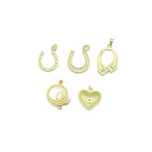 Load image into Gallery viewer, Clear CZ Gold Horseshoe Heart Butterfly Charm Pendant,Sku#LK1253