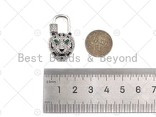Load image into Gallery viewer, CZ Micro Pave Tiger Head Lock Clasp, Tiger Padlock clasp, Lock clasp, Lock Link, Carabiner clasp, 18x31mm, Sku#K174