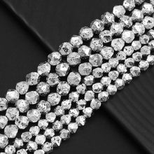 Load image into Gallery viewer, Diamond Cut Bright Silver Lava Beads, Sku#S156