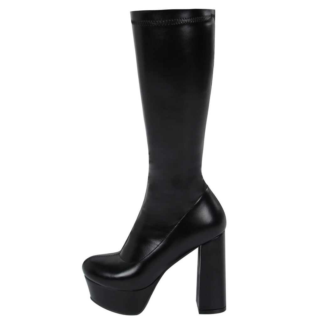 Women's Leopard Print Mid-Calf Boots - Chunky Heel Platform Boots with Waterproof Sole