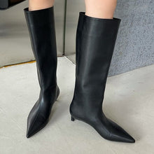 Load image into Gallery viewer, Women's Wide-Calf Knee-High Riding Boots | Pointed Toe Kitten Heel | PU Leather