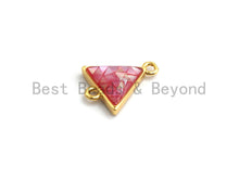 Load image into Gallery viewer, 100% Natural Hot Pink Shell Triangle Connector in Gold/Silver Finish, Fuchsia Pink Connector, Natural Shell Beads, 11x14mm,SKU#Z272