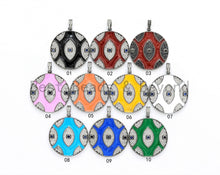 Load image into Gallery viewer, LARGE Enamel Colorful Round With Evil Eye Pendant,CZ Micro Pave Oil Drop Round pendant,Enamel pendant,Enamel Jewelry,34x38mm,sku#F593