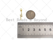 Load image into Gallery viewer, CZ Micro Pave Lightning Shape Pendant/Charm,Cubic Zirconia Charm,Necklace Bracelet Charm Pendant,4x20mm,Sku#LD22