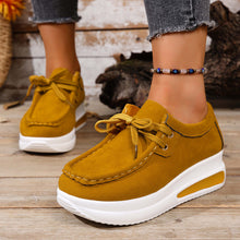 Load image into Gallery viewer, Women's Platform Loafers - Lace-Up Wedge Heel Casual Shoes