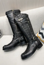 Load image into Gallery viewer, Crocodile Knee High Boots Women