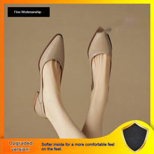 Load image into Gallery viewer, Women's French-Style Pointed-Toe Mid-Heel Mary Jane Leather Shoes - Waterproof Kitten Heel