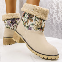 Load image into Gallery viewer, Women's Embroidered Snow Boots | Ethnic Floral Platform Square Heel Mid-Calf Winter Boots