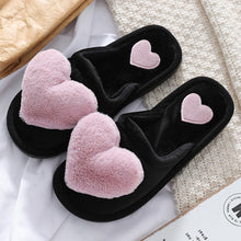 Load image into Gallery viewer, Women's Love Heart Fluffy Slippers | Warm Plush Home Shoes