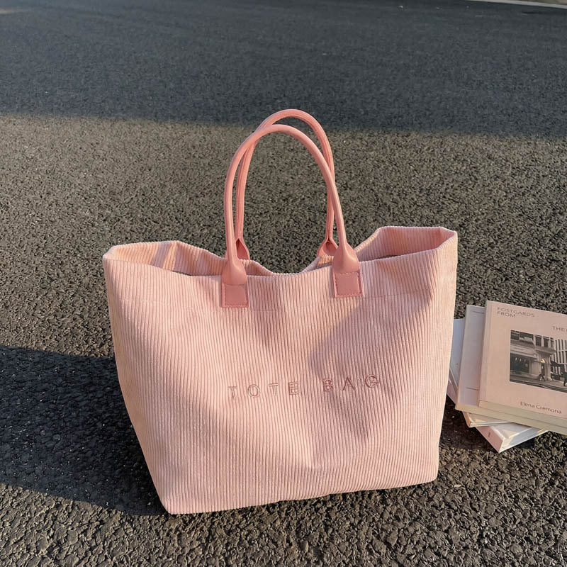 Retro Lettered Casual Tote Bag for Women - Horizontal Rectangle Handbag