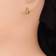 Load image into Gallery viewer, Cute Colorful Baguette CZ Small Hoop Earrings, Sku#LX451c