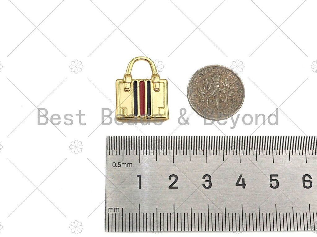 Colorful Enamel Lady Bag Shape Pendant/Charm,18K Dainty Gold Charm, Necklace Bracelet Charm Pendant,16x20mm, Sku#LK276