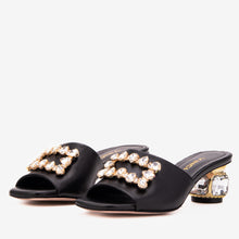 Load image into Gallery viewer, The Noctara Black Crystal Heel Women Sandal