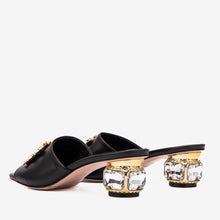 Load image into Gallery viewer, The Noctara Black Crystal Heel Women Sandal