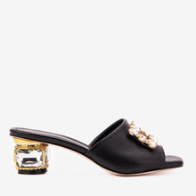 Load image into Gallery viewer, The Noctara Black Crystal Heel Women Sandal