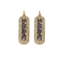 Load image into Gallery viewer, Gold Cobalt CZ Long Oval Bar Charm, Sku#LK699