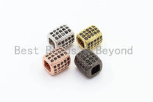Load image into Gallery viewer, CZ Micro Pave Drum Barrel Space Beads, Cubic Zirconia Large Big Hole Space Tube Beads, 7x6mm,SKU#G38