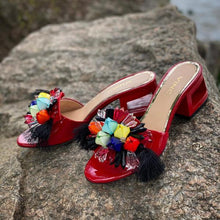 Load image into Gallery viewer, The Vigo Red Leather Block Heel Women Sandal