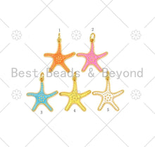 Load image into Gallery viewer, Colorful Enamel Starfish Shape Pendant, 18K Gold Filled Starfish Charm, Necklace Bracelet Charm Pendant,18x20mm,Sku#LK453