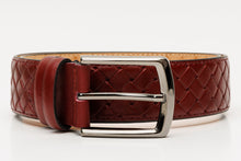 Load image into Gallery viewer, The Turan Burgundy Woven Leather Belt