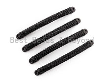 Load image into Gallery viewer, Black CZ Pave On Black Micro Pave Curved Bar Connector for Bracelet,Black Round Tube Connector/Link Connector, 4x37mm,sku#G311