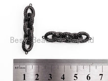 Load image into Gallery viewer, Black CZ Pave On Black Micro Pave Chain Shaped Connector, Cubic Zirconia Oval Link Connector,50x12mm,sku#G315/G99