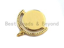 Load image into Gallery viewer, Colorful CZ Micro Pave Round With Cobalt Evil Eye Charm Pendant, Round Coin Shaped Pave Pendant, Gold plated, 22x22mm, Sku#F901