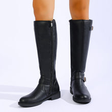 Load image into Gallery viewer, Women's Mid-Heel Straight-Leg Boots | PU Leather Side Zipper Square Heel – Sarah Express