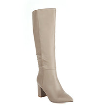 Load image into Gallery viewer, Women's Fleece-Lined Chunky Heel Mid-Calf Boots | Pointed Toe Slip-On Winter Boots