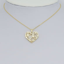 Load image into Gallery viewer, Gold Clear CZ Geometric Diamond Heart Shape Charm Pendant, Sku#LK983