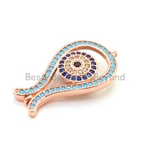 Load image into Gallery viewer, CZ Micro Pave Turquoise Evil Eye Pendant, Cubic Zirconia Pendant/Charm,15x31mm, sku#F27