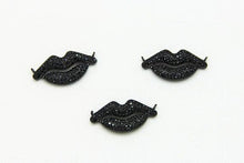 Load image into Gallery viewer, Black CZ Pave On Black Micro Pave Black Lip Connector, CZ Pave Connector, Gumental plated, 12x30mm,sku#M224
