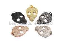 Load image into Gallery viewer, CZ Micro Pave Skull Charm Beads, Cubic Zirconia Charms, CZ Hollow Pendant for Bracelet/Necklace, Halloween Pave,18x31mm, sku#F41/F381/BY006