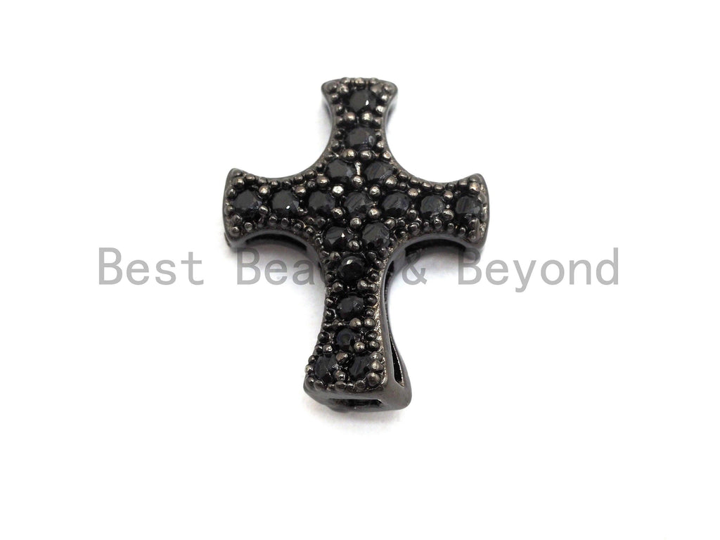 Black CZ Pave On Black Micro Pave Cross Spacer, sku#C100