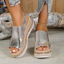 Load image into Gallery viewer, Women's Shiny Hollow Wedge Sandals - Fish Mouth Peep Toe Buckle Strap Summer Shoes