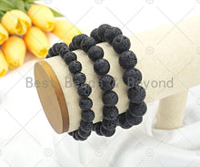 Load image into Gallery viewer, Natural Black Lava Stretchy Bracelet,SKU#EF47