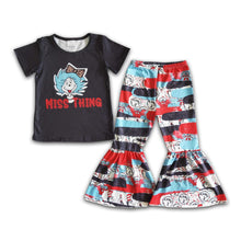 Load image into Gallery viewer, Miss thing cat black shirt bell bottom pants  baby kids boutique clothing