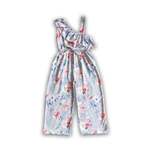 Load image into Gallery viewer, Floral one off shoulder ruffle pants baby girls jumpsuit