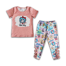 Load image into Gallery viewer, Miss thing cat bleach shirt criss cross pants cute girls boutique clothes