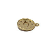 Load image into Gallery viewer, Gold Colorful CZ Evil Eye On Round Coin Charm, Sku#LX98