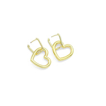 Load image into Gallery viewer, Gold Silver Dangle Heart Earrings, Sku#A276