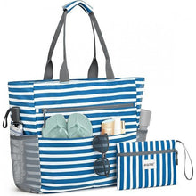 Load image into Gallery viewer, Large Waterproof Beach Tote Bag – Foldable, Sandproof &amp; Lightweight for Travel