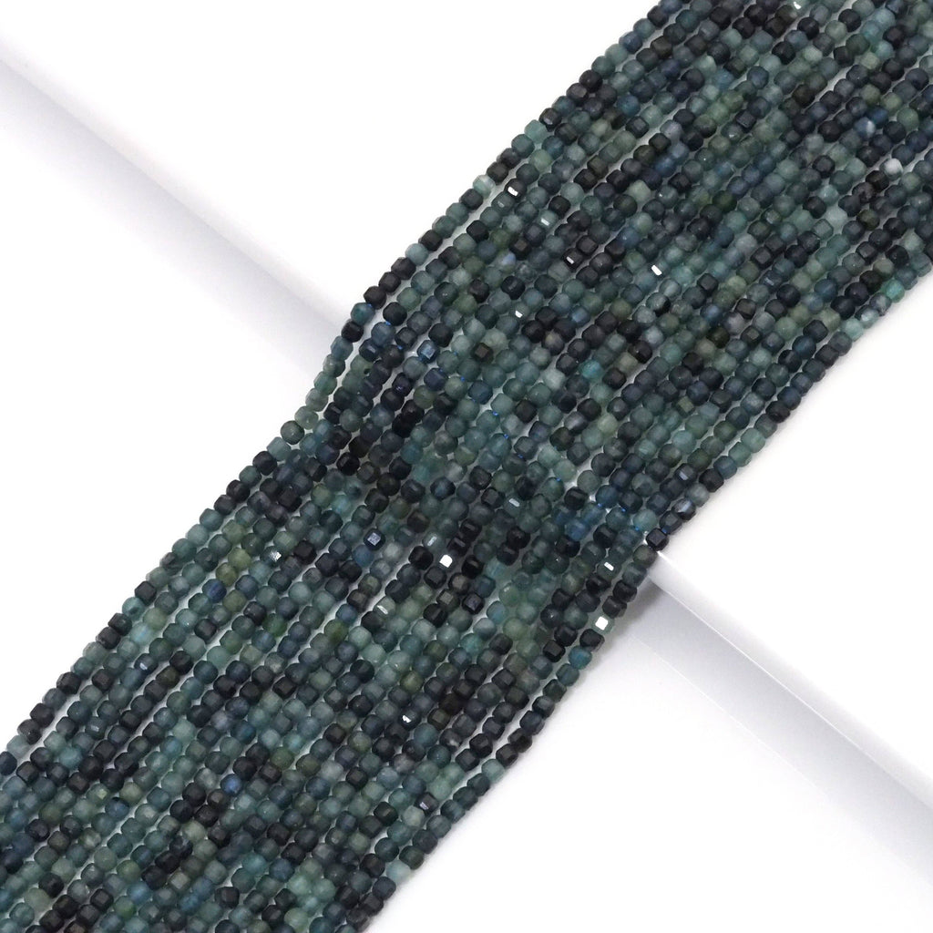 Genuine Blue Tourmaline Faceted Cube Beads, 2.5mm, Sku#U1522