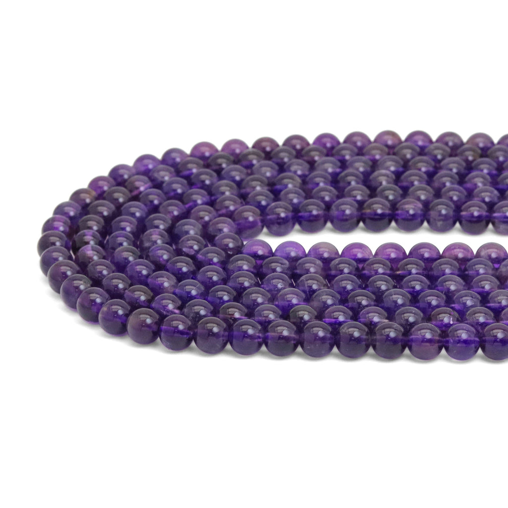 High Quality Amethyst Round Smooth Beads, Sku#U1924