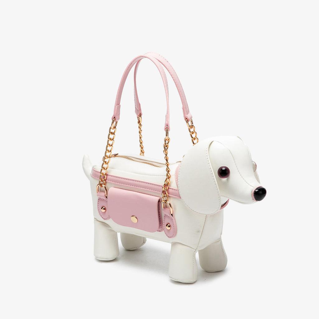 Teddy Dog Shaped Crossbody Bag - Cute Novelty PU Leather Shoulder Bag for Women