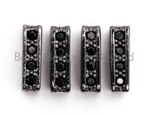 Load image into Gallery viewer, Black Micro CZ Pave On Black, Big Hole Square Spacer Beads for Bracelet/Necklace, Cubic Zirconia Large Square Hole Beads, 6x9x3mm, sku#G323