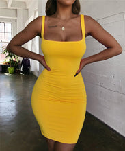 Load image into Gallery viewer, Candy Color Hip-Wrapped Sleeveless Strap Dress Women Dress